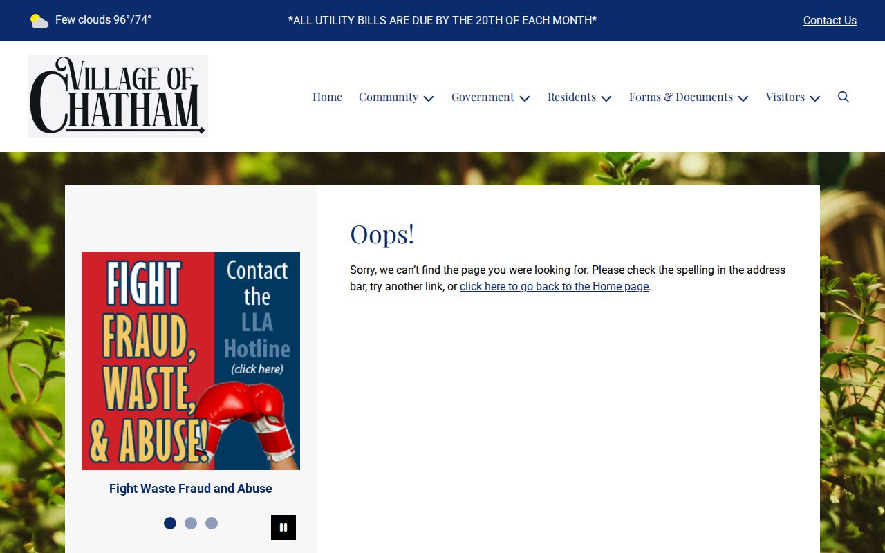 Official Chatham Police Department webpage with agency contact information